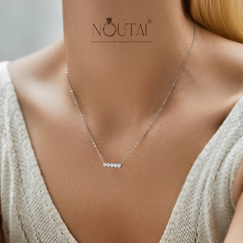 Noutai D Color Moissanite Stackable Pendant Necklace – 925 Sterling Silver