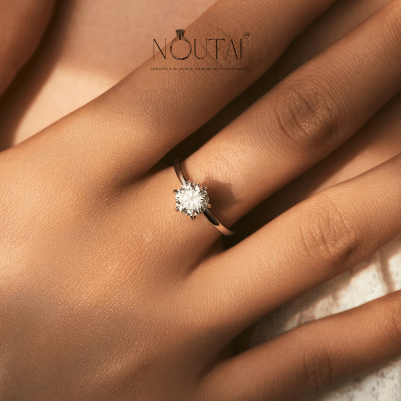 Noutai 1ct Moissanite Lab Diamond Ring – 925 Sterling Silver Platinum Plated