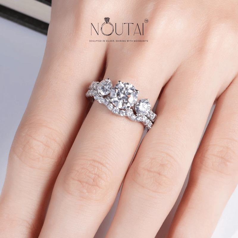 Noutai 3.7cttw D Color Moissanite Bridal Set – 925 Sterling Silver