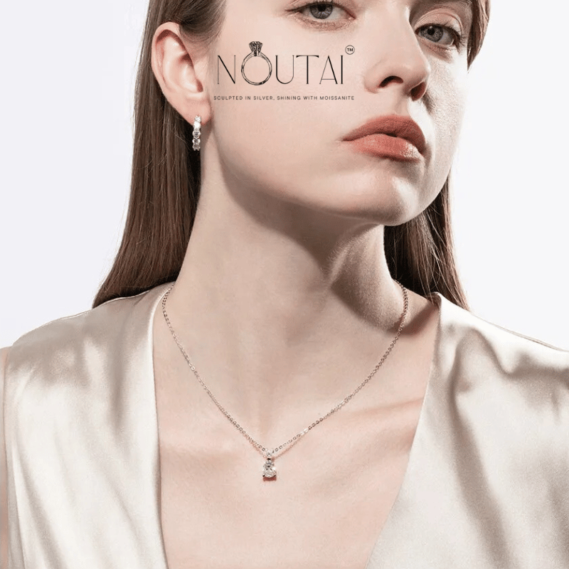Noutai 2.5ct D Color Pear Cut Moissanite Pendant Necklace – 925 Sterling Silver
