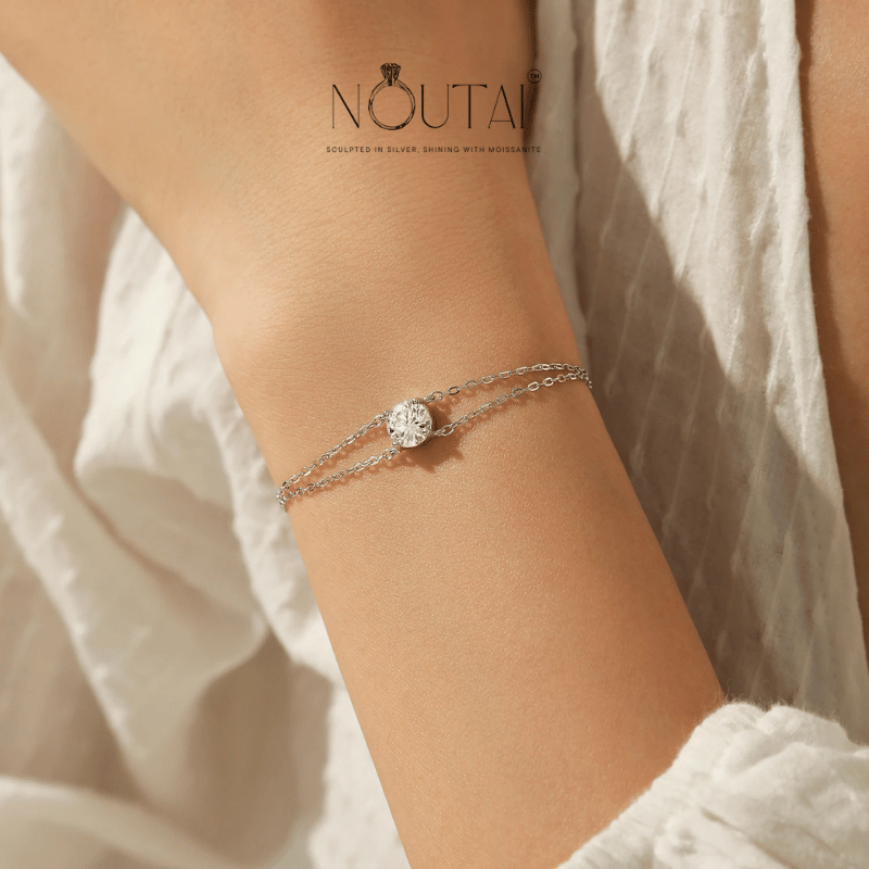 Noutai 1ct D Color Moissanite Double Layer Bracelet – 925 Sterling Silver