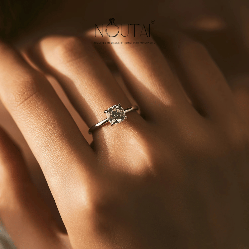 Noutai 1ct Delicate Square Cushion Moissanite Ring – 925 Sterling Silver
