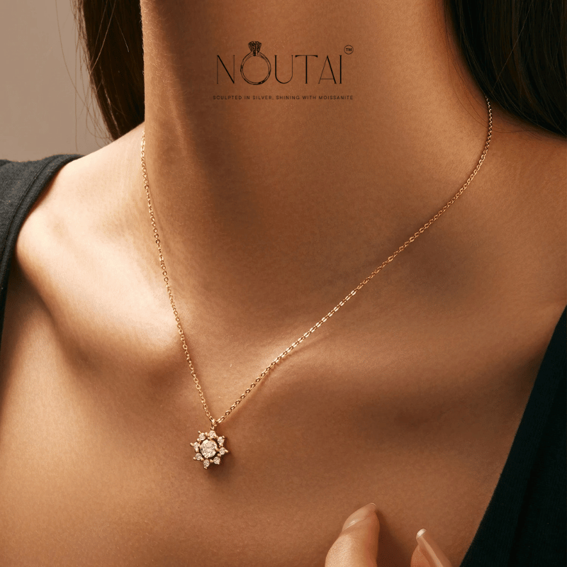 Noutai 0.5ct Moissanite Snowflake Necklace – 925 Sterling Silver