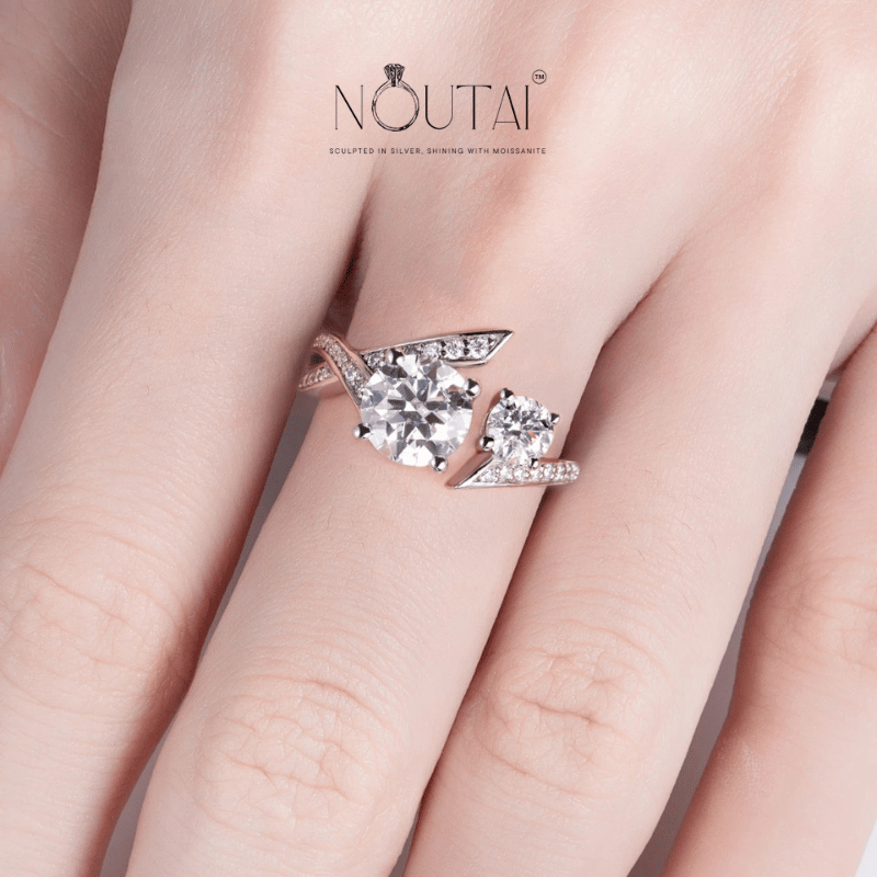 Noutai 2ct D Color Moissanite Victory Engagement Ring – 925 Sterling Silver