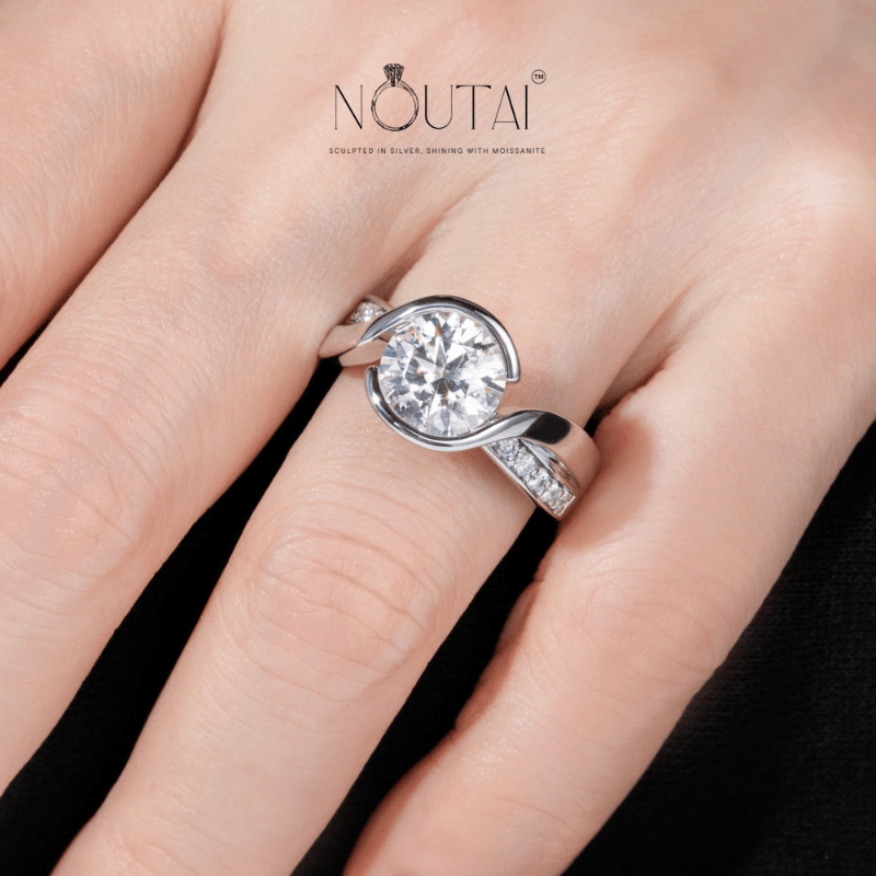 Noutai 3ct D Color Moissanite Engagement Ring – 925 Sterling Silver