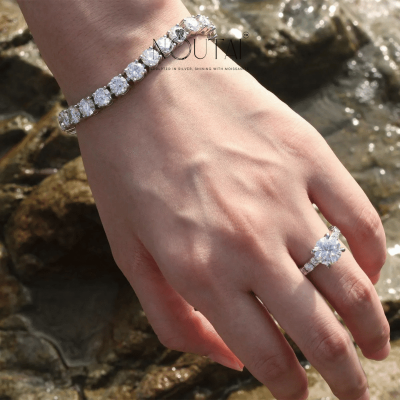 Noutai 3mm 5.2-6.5cttw D Color Moissanite Tennis Bracelet – 925 Sterling Silver
