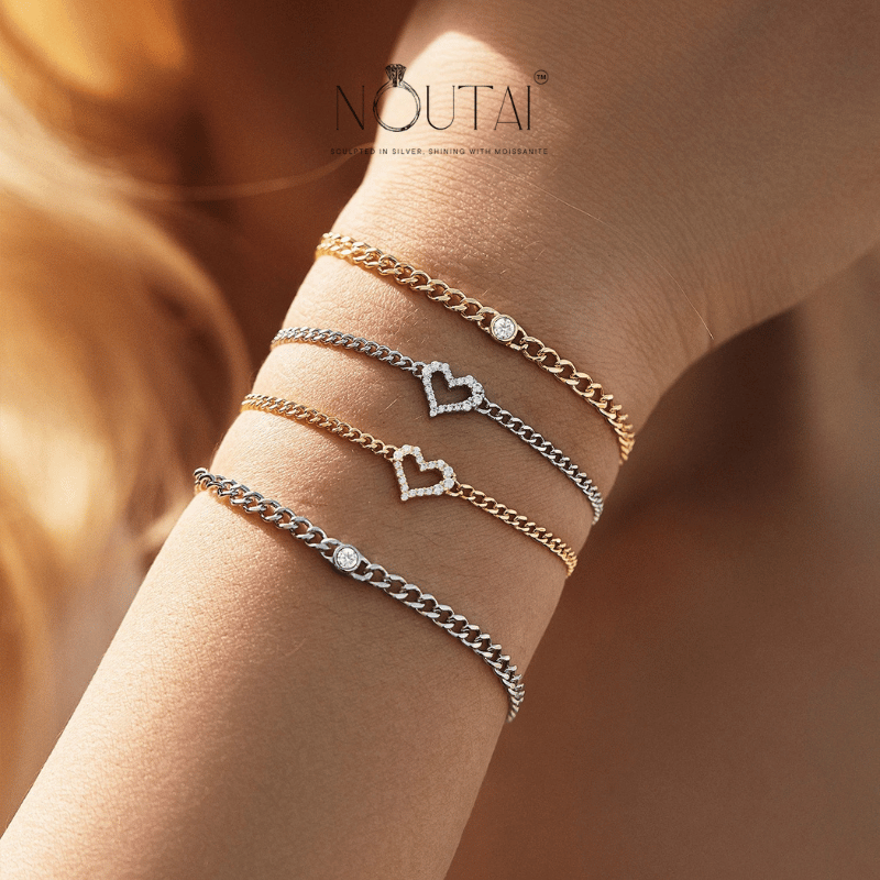 Noutai D Color VVS1 Moissanite Round Bracelet – 925 Sterling Silver