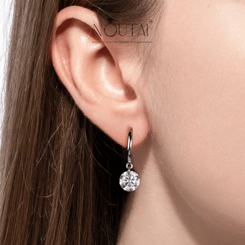 Noutai 4cttw Moissanite Hoop Earrings – 925 Sterling Silver