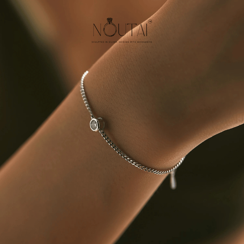 Noutai 0.25ct Moissanite Bezel Bracelet – 925 Sterling Silver