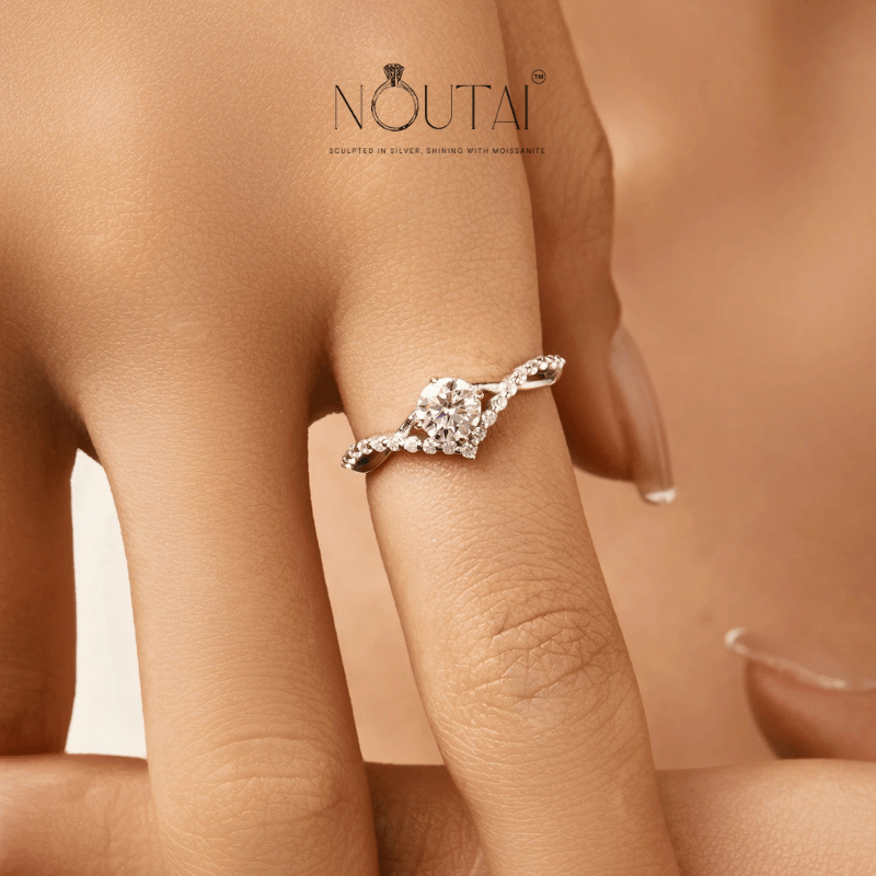 Noutai Crown D Color Moissanite Delicate Lab Diamond Ring – 925 Sterling Silver