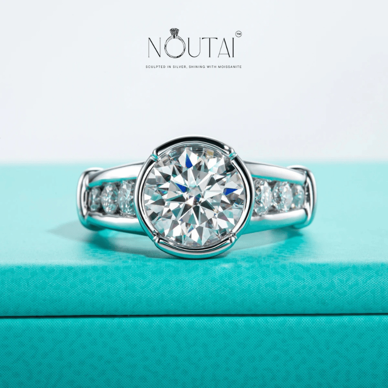 Noutai 3ct Round Cut D Color Moissanite Engagement Ring – 925 Sterling Silver