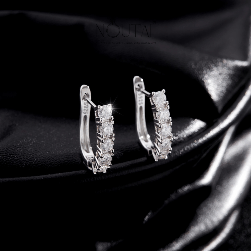 Noutai D Color U Shape Moissanite Hoop Earrings – 925 Sterling Silver