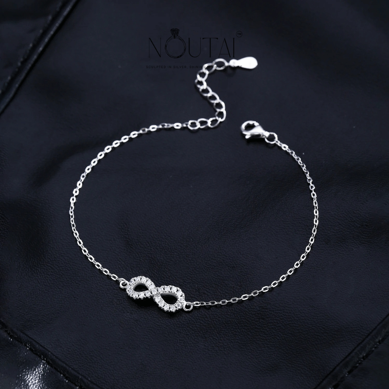 Noutai D Color Moissanite Infinity Bracelet – 21 Stones 925 Silver