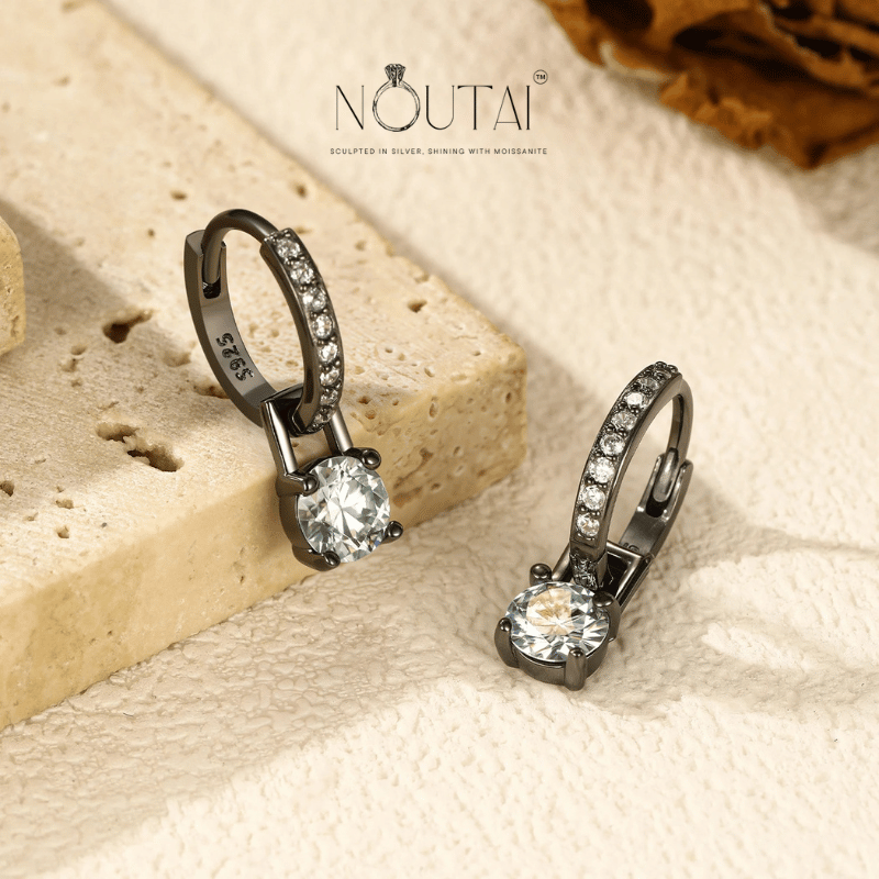 Noutai 0.5ct D Color Light Green Moissanite Hoop Earrings – 925 Sterling Silver