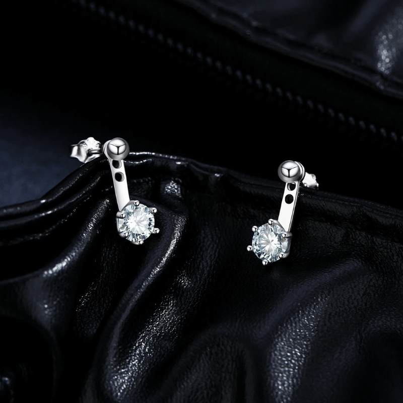 Noutai D Color VVS1 Round Teal Moissanite Ear Climbers – 925 Sterling Silver