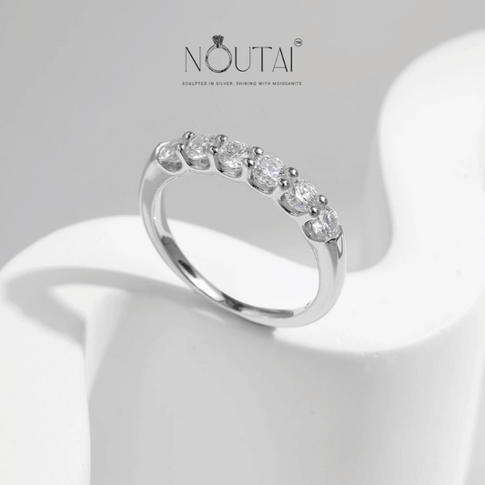 Noutai D Color VVS1 EX Round Moissanite Eternity Band – 925 Sterling Silver