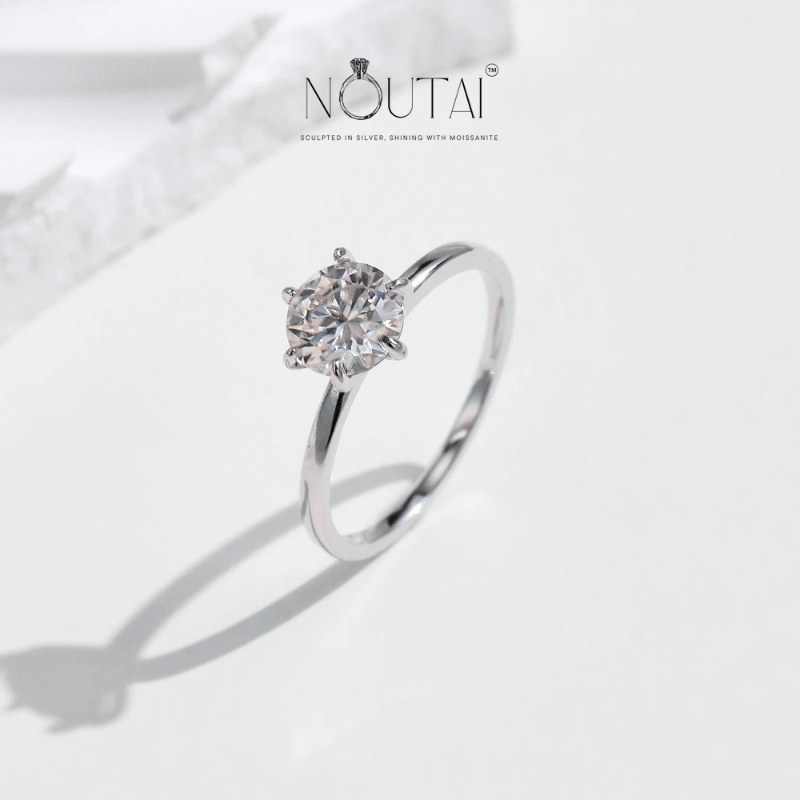 Noutai 1ct Moissanite Lab Diamond Ring – 925 Sterling Silver Platinum Plated