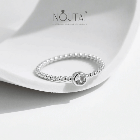 Noutai Bezel Setting Moissanite Stackable Ring – 925 Sterling Silver