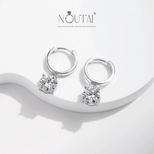 Noutai D Color Moissanite Hoop Earrings – 0.5ct/1ct – 925 Silver