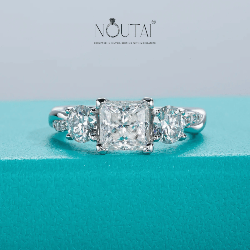 Noutai 1.5ct Princess Cut D Color Moissanite Engagement Ring – 925 Sterling Silver