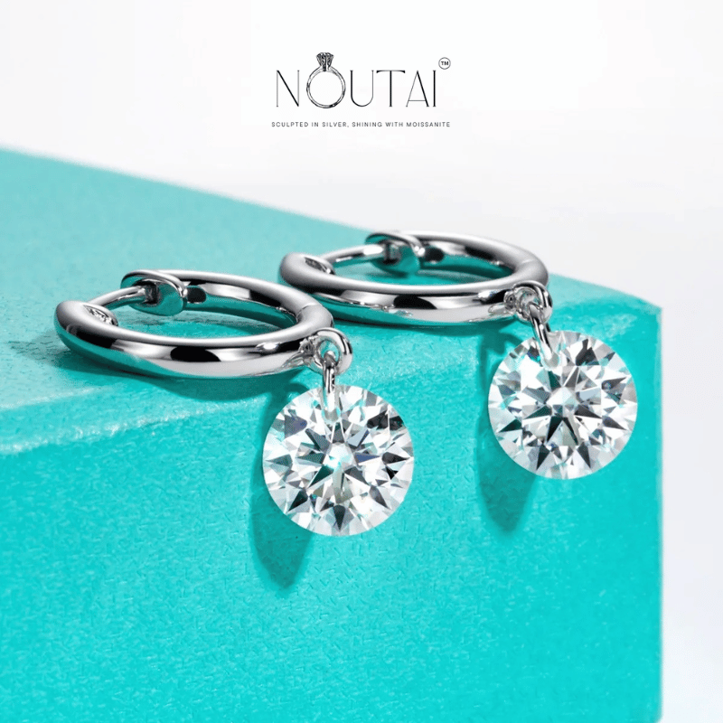 Noutai 4cttw Moissanite Hoop Earrings – 925 Sterling Silver