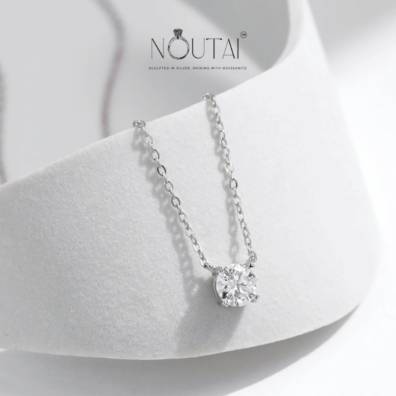 Noutai 0.8ct D Color Moissanite Pendant Necklace – 925 Sterling Silver
