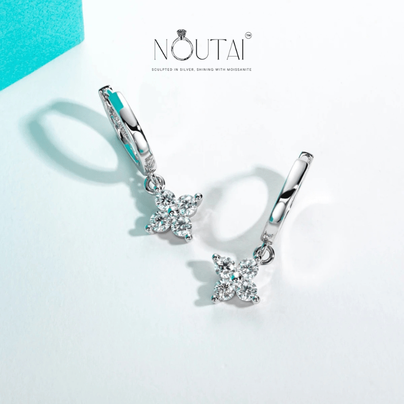 Noutai 3mm Moissanite Huggie Hoop Earrings – 925 Sterling Silver