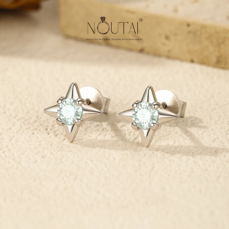 Noutai 0.3ct D Color Moissanite Ear Studs – 925 Sterling Silver Fine Jewelry