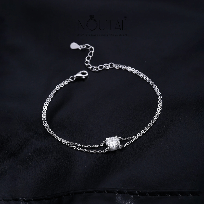 Noutai 1ct D Color Moissanite Double Layer Bracelet – 925 Sterling Silver