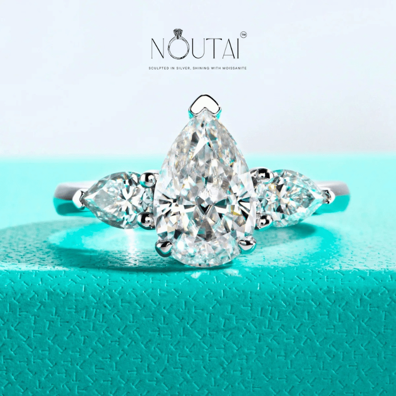 Noutai 4cttw Pear Cut D Color Moissanite Engagement Ring – 925 Sterling Silver