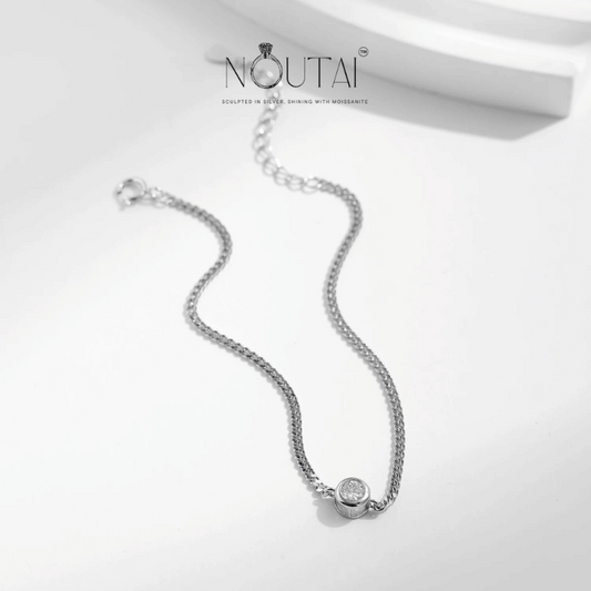 Noutai 0.25ct Moissanite Bezel Bracelet – 925 Sterling Silver