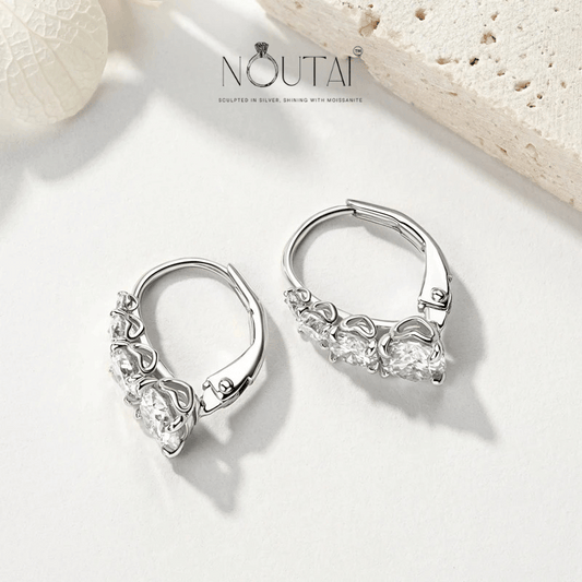 Noutai 1.86cttw Moissanite Hoop Clip Earrings – 925 Sterling Silver