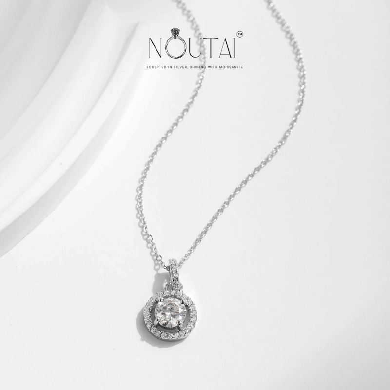 Noutai 1ct D Color Moissanite Pendant Necklace – 925 Sterling Silver
