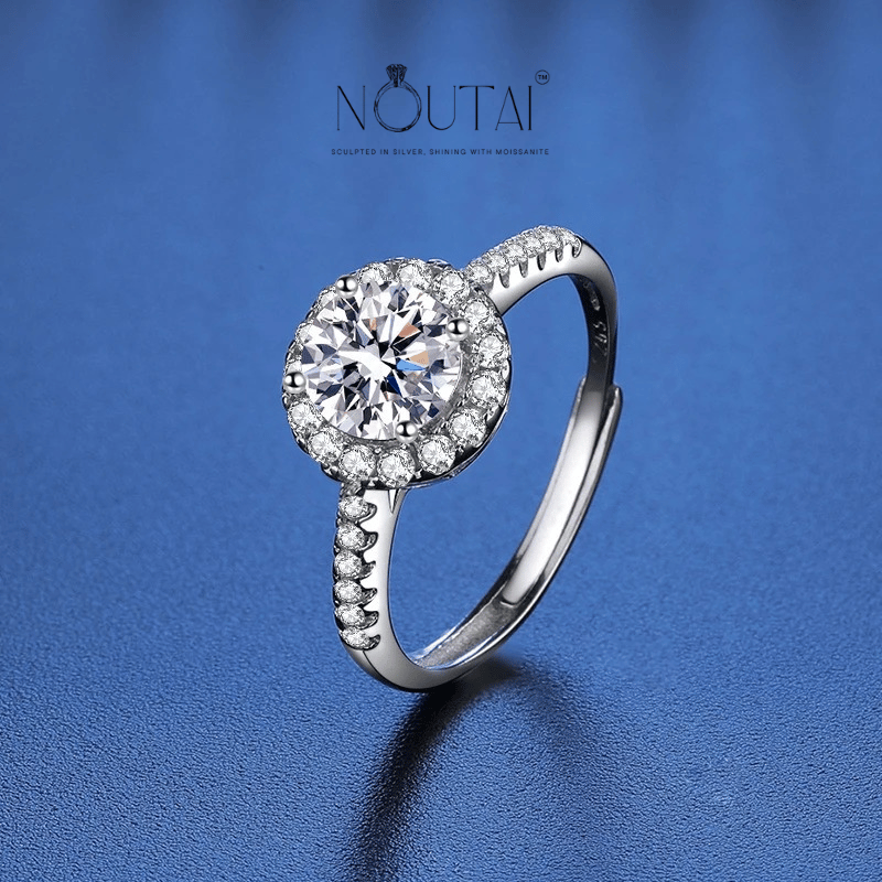 Noutai 0.5-2ct Adjustable Moissanite Ring – 925 Silver
