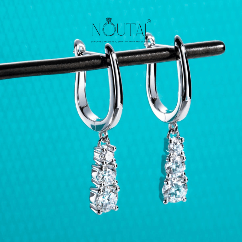 Noutai 1.8cttw D Color Moissanite Dangle Earrings – 925 Sterling Silver