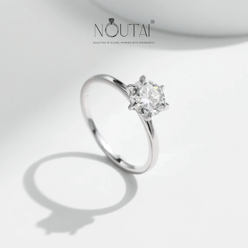Noutai 1ct Moissanite Lab Diamond Ring – 925 Sterling Silver Platinum Plated