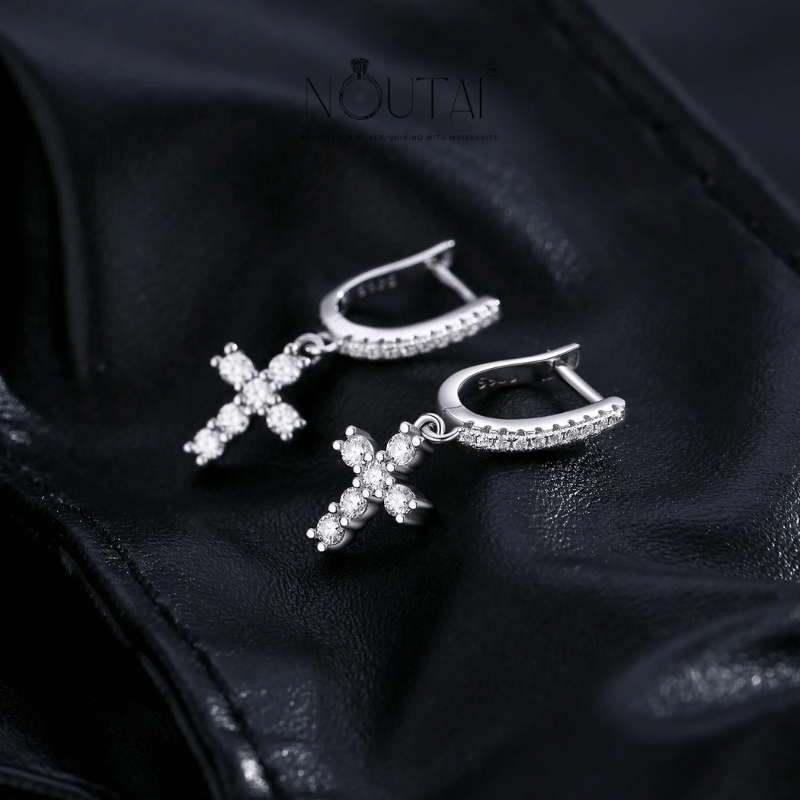 Noutai D Color VVS1 Moissanite Hoop Earrings – 925 Sterling Silver