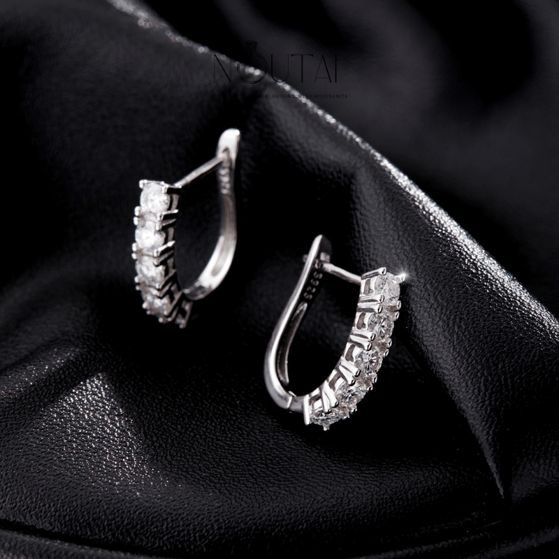 Noutai D Color U Shape Moissanite Hoop Earrings – 925 Sterling Silver