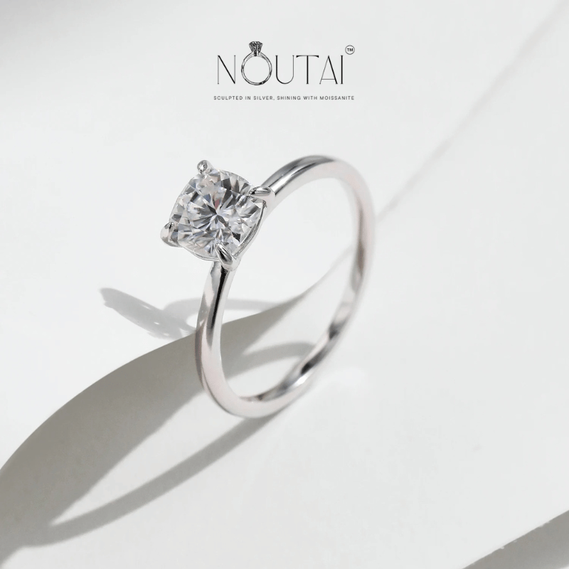 Noutai 1ct Delicate Square Cushion Moissanite Ring – 925 Sterling Silver
