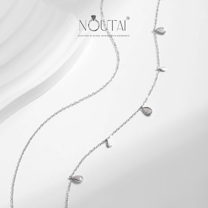 Noutai Pear Shape Moissanite Pendant Necklace – 0.75ct 925 Silver