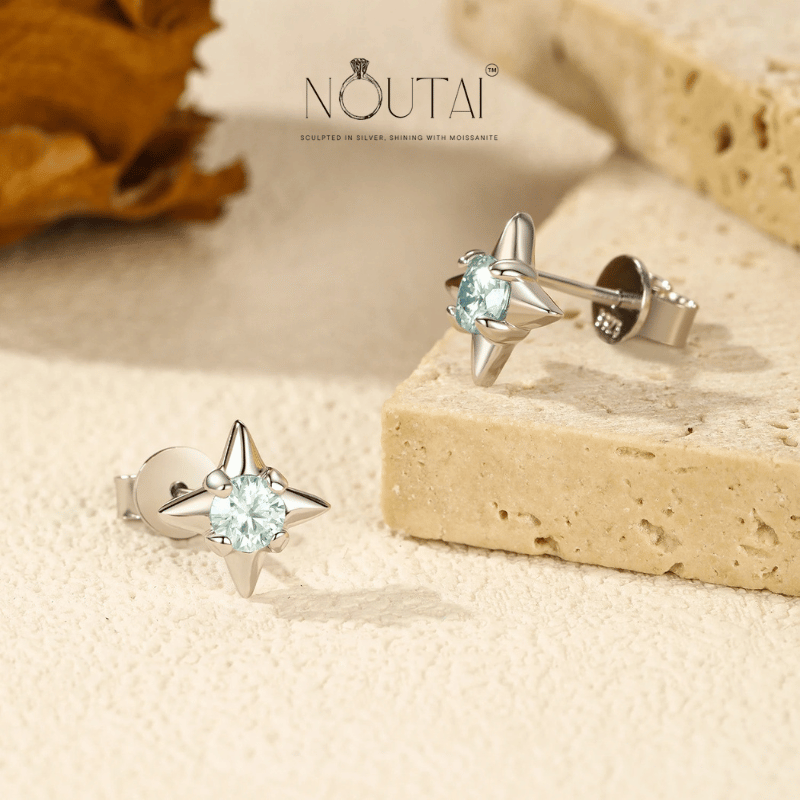 Noutai 0.3ct D Color Moissanite Ear Studs – 925 Sterling Silver Fine Jewelry