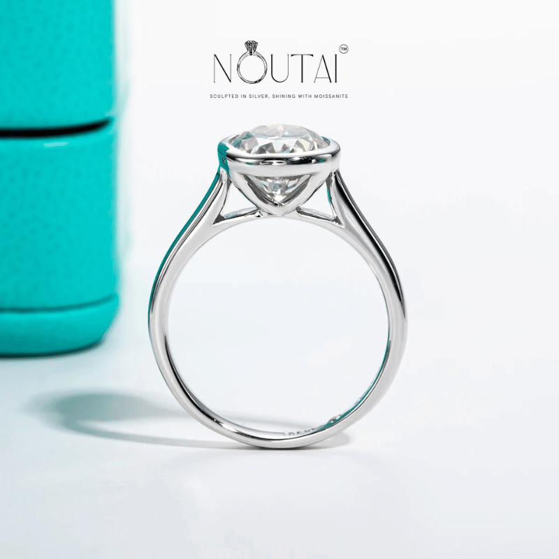 Noutai 3ct D Color Oval Moissanite Engagement Ring – 925 Sterling Silver