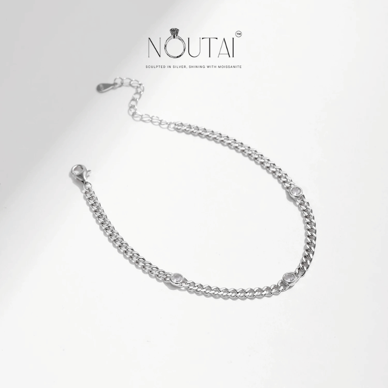 Noutai D Color Round Moissanite Twisted Bracelet – 925 Sterling Silver