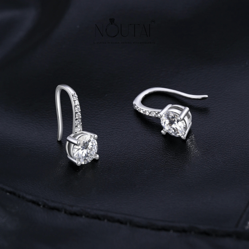 Noutai 2ct D Color Moissanite Hook Earrings – 925 Sterling Silver