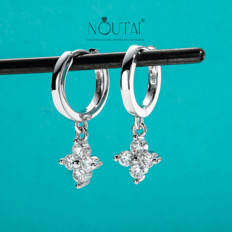 Noutai 3mm Moissanite Huggie Hoop Earrings – 925 Sterling Silver