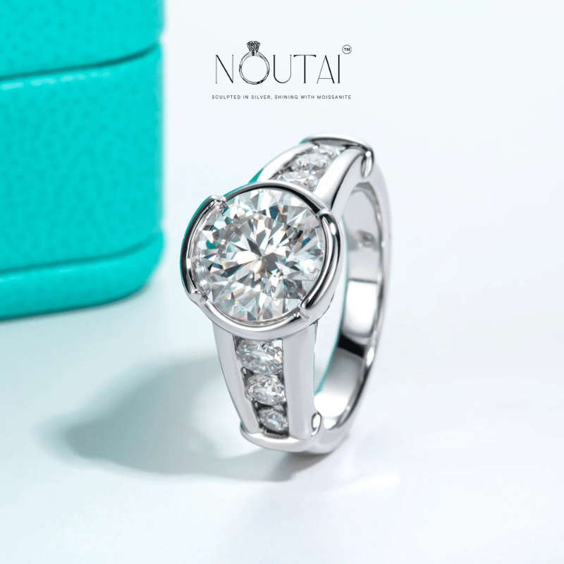 Noutai 3ct Round Cut D Color Moissanite Engagement Ring – 925 Sterling Silver