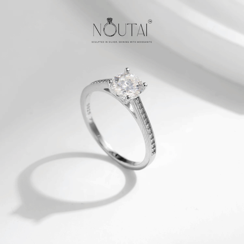 Noutai 1ct D Color Lab Diamond Moissanite Ring – 925 Sterling Silver