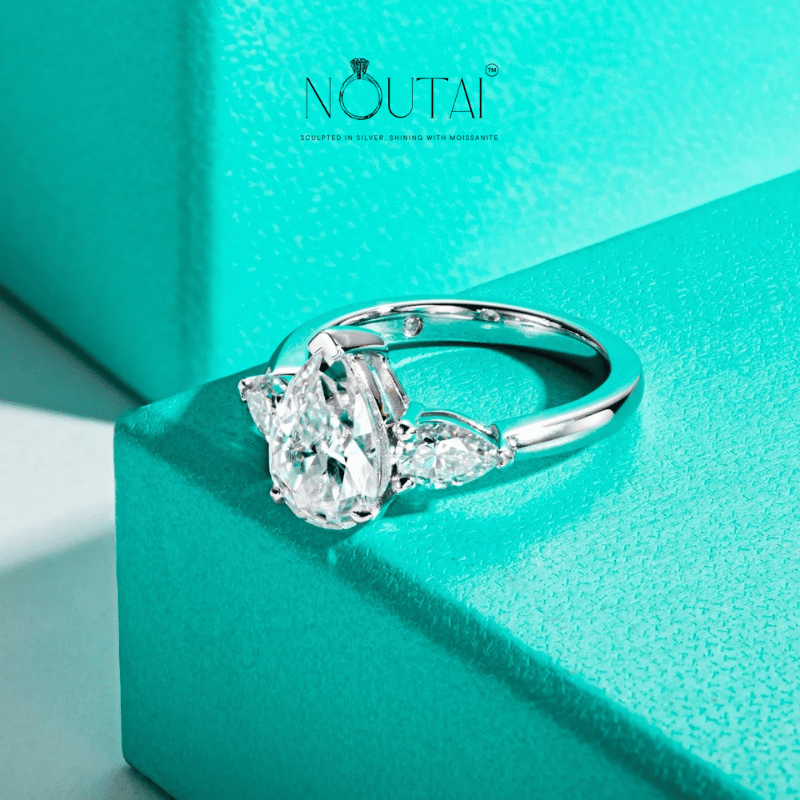 Noutai 4cttw Pear Cut D Color Moissanite Engagement Ring – 925 Sterling Silver