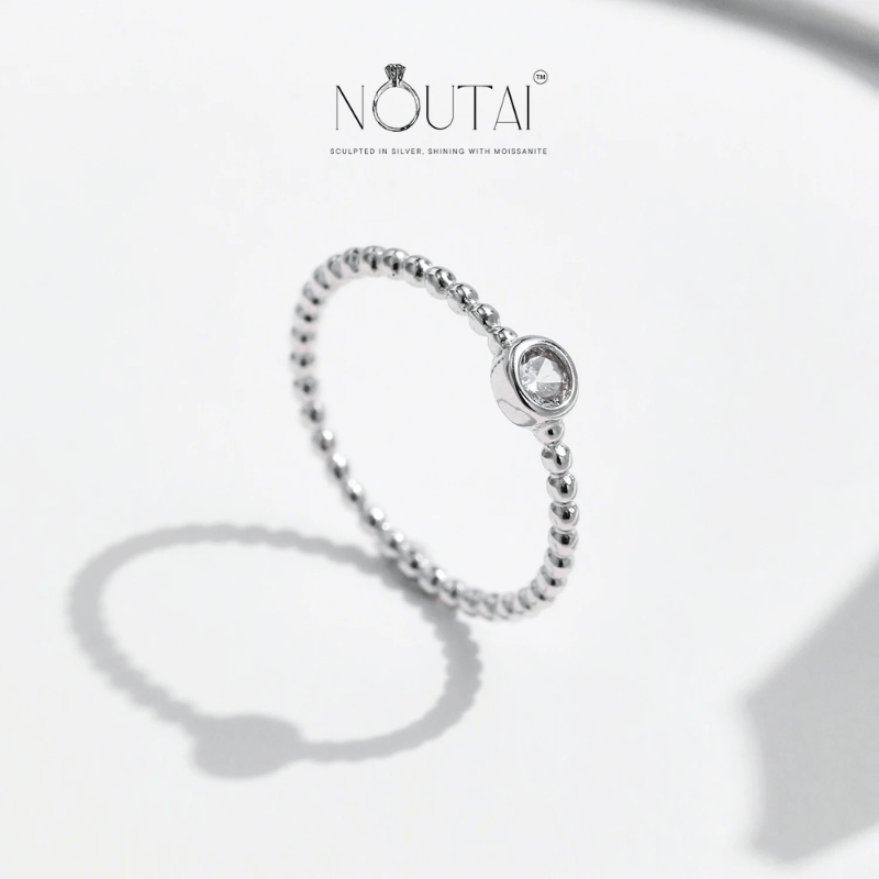 Noutai Bezel Setting Moissanite Stackable Ring – 925 Sterling Silver