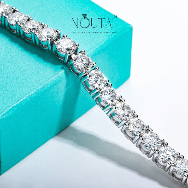 Noutai 3mm 5.2-6.5cttw D Color Moissanite Tennis Bracelet – 925 Sterling Silver
